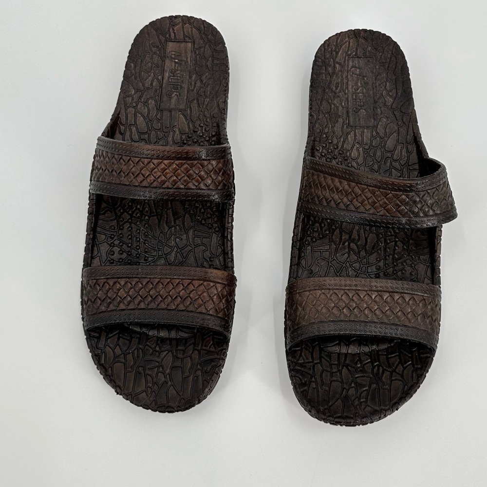 Hawaii J-Slips Slip On Brown Textured Rubber Sole Jesus Sandals Men’s Size 12
